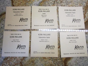 6X KERN PAILLARD DEPTH OF FIELD TABLE MANUAL' FOR BOLEX H16 16mm movie camera - Picture 1 of 3