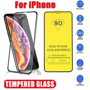 9D Tempered Glass Screen Protector for iPhone 16 15 14 13 12 11 XS XR Full Cover - Picture 1 of 4