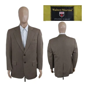 Vintage 1970s Walter Morton 2 Button Brown Diamond Pattern Blazer Sport Coat 42R - Picture 1 of 10