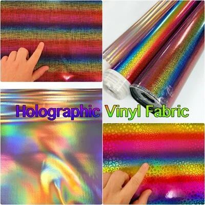 Holographic Vinyl Fabric PVC Rainbow Rose Gold Craft Fabric SHEETS OR STRIPS - Image 1 of 4