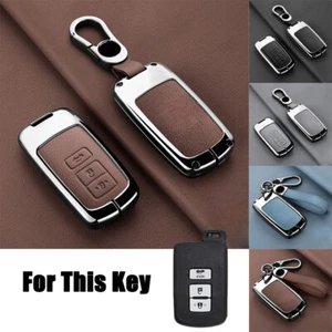 Zinc Alloy Leather Car Key Fob Case Cover For Toyota Corolla Avalon Camry Tacoma - Foto 1 di 21