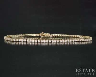Pulseira de tênis feminina ouro amarelo 14k natural diamante 1,50 ctw 6,1 g 7" L i19132 - Imagem 1 de 4
