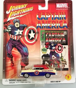 1956 Chevrolet Convertible Johnny Lightning Captain America 100 #3 Marvel NIB - Picture 1 of 6