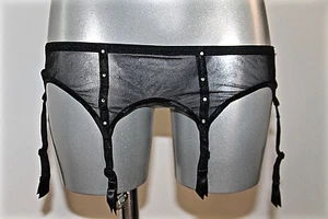 Luxurious Black Garter Belt With Shiny Decoration PIERRE MANTOUX One Size NEW - Picture 1 of 2