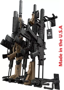 6-Gun Rifle Shotgun Rack Holder Display Wall Mount Firearm Home Storage Vertical - Picture 1 of 6