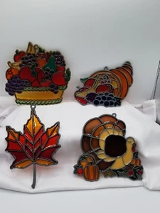 Vintage Sonnenfänger Ornament 4 Stück Erntedankfest/Herbst ~ Metall/Acryl  - Bild 1 von 2