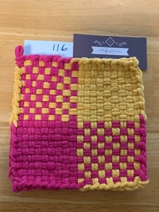 Potholder Handwoven Loom Cotton Handmade 5.5"x5.5" Hot Pad Multicolor - Picture 1 of 4