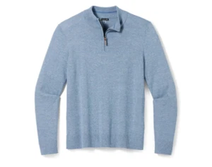 $100 Smartwool Men's Sparwood Zip-Neck Sweater-Blue Horizon- Medium-New Tag - Picture 1 of 5