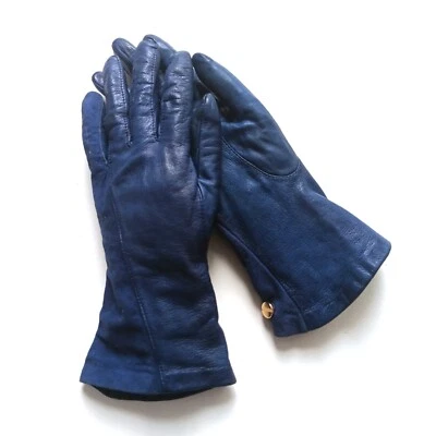 Guantes De Colección Años 80 Anne Klein Aris Azul Real Cuero Suave y Gamuza Para Mujer 6-1/2 XS Foto 1 de 4