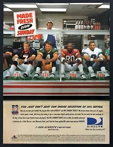 1998 Football Stars Elway Favre Rice Aikman photo Direct TV vintage print ad - Imagen 1 de 1