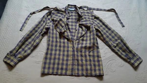Vintage Yellow and Purple Synonyme de Georges Rech Paris Women's Shirt - Picture 1 of 5