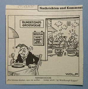 Old Display Tageblatt Coburg 17.03.75 Political Satire Politics Economy Wolf - Picture 1 of 2