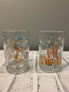 McDonalds Walt Disney World 25th Anniversary Magic Kingdom Glass Cup set - Picture 1 of 3