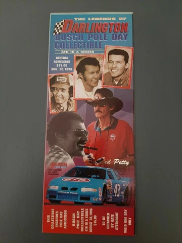 Legends of Darlington Raceway 1996 Pole Day Collectible Ticket Richard Petty Cover
