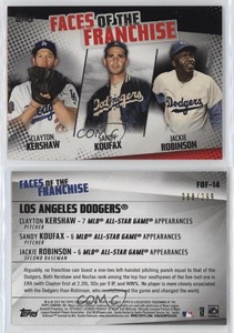 2019 Topps Faces of the Franchise Black /299 Jackie Robinson Sandy Koufax HOF