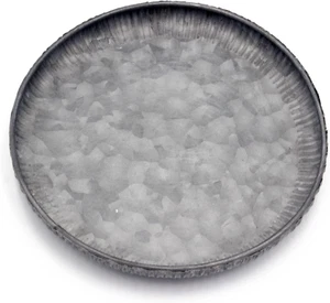 7.8 Inch round Galvanized Metal Tray Decorative Tray Corrugated Edges - Picture 1 of 12