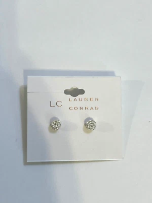 Aretes de plata con bola brillante Lauren Conrad con respaldo de tachuelas  Foto 1 de 2