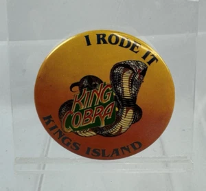 Montaña rusa Kings Island King Cobra vintage años 90 I Rode It Pinback botón 3" - Imagen 1 de 4
