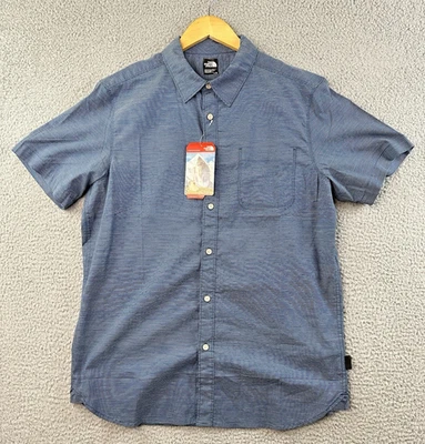 Camisa The North Face On Sight Para Hombre Grande Azul Rayas Abotonada Manga Corta Nueva con Etiquetas Foto 1 de 4
