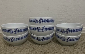 7 Pc Mickey and Minnie Cereal Soup Bowl Walt Disney Disneyland Paris Exclusive - Picture 1 of 5