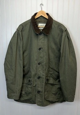 Chaqueta de Granero Orvis Hombres XXL Olive Campo Tareas Abrigo Pana Borde Edredón Forrado Foto 1 de 4