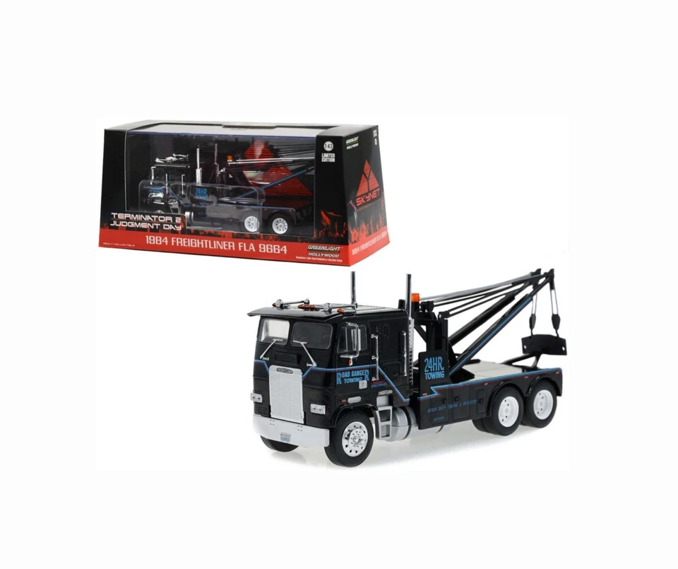 Greenlight 1 43 Terminator Judgment Day 1984 Freightliner FLA 9664 Wrecker 86627