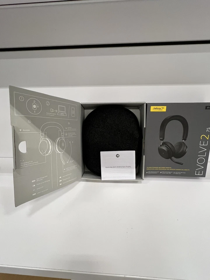 Jabra Evolve2 75 Wireless Headset - Black, USB-A, UC Stereo, Link 380/390a - Image 1 of 4