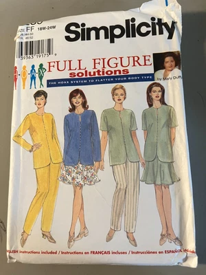 MISSES' Sewing Pattern-SIMPLICITY #7239-SZ 18-24- PANTS, SKIRT, JACKET- 1996 - Image 1 of 2