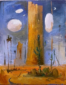 Southwest Mesa Surrealism Cloud Large Landscape Oil Painting 22”x28” Canvas - Picture 1 of 3