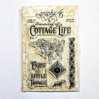 Gráfico 45 estampillas transparentes Hampton arte flor mariposa diciendo bb312 COTTAGE LIFE Foto 1 de 3