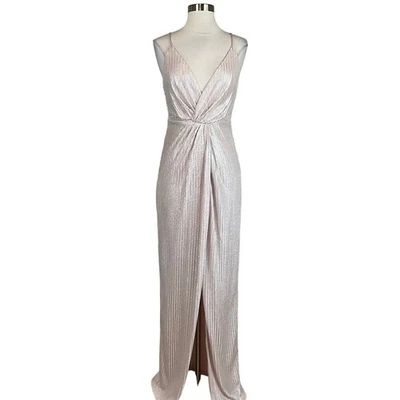 Aidan Mattox Women's Formal Dress Size 4 Pink Metallic Sleeveless Column Gown - Image 1 of 4