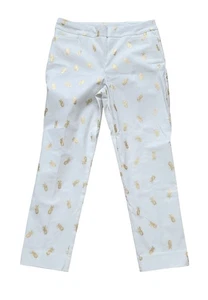Chico's Brigitte Tropic Pineapple Gold Foil Ankle Pant Size Chico's 1.5 US 10  - Picture 1 of 7