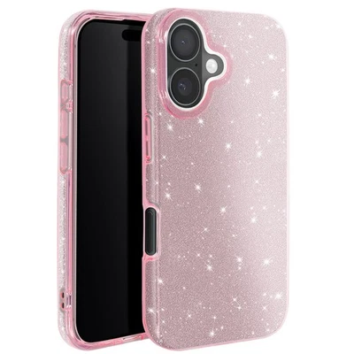Avizar Coque à Paillettes pour iPhone 16 Plus Antichoc Scintillant Rose - Photo 1/4