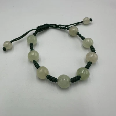 Green Aventurine Bead Bracelet Adjustable Macrame Cord Natural Stone Boho - Image 1 of 4