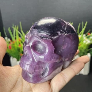 1.6LB 3.8" Natural Lepidolita Mica Calavera Estatua Cristal Artesanía Mineral Regalo - Imagen 1 de 10
