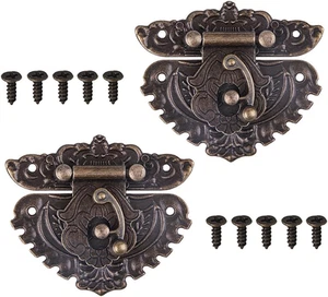 2 Stück Antik Vintage Riegel Haspel, Vintage Schnalle Deko Haspel Hardware Bronze - Bild 1 von 7