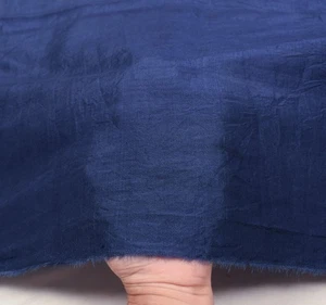 Sushila Vintage Plain Blue Sari Remnant Scrap Multi Use Pure Silk Craft Fabric - Picture 1 of 7