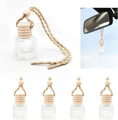 Ambientador de aire colgante para coche de 5 piezas, ambientador de botella de perfume de vidrio transparente vacío de 8 ml  Foto 1 de 4