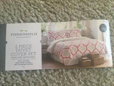 NUEVA Funda Nórdica Umbral 3 Piezas Coral Borroso Enrejado 100% Algodón Completa Queen Foto 1 de 4
