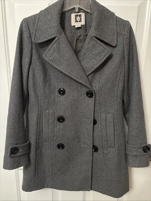 Anne Klein Coat Women’s Petite Small Gray Peacoat 60% Wool Lot # 131750 - Image 1 of 4