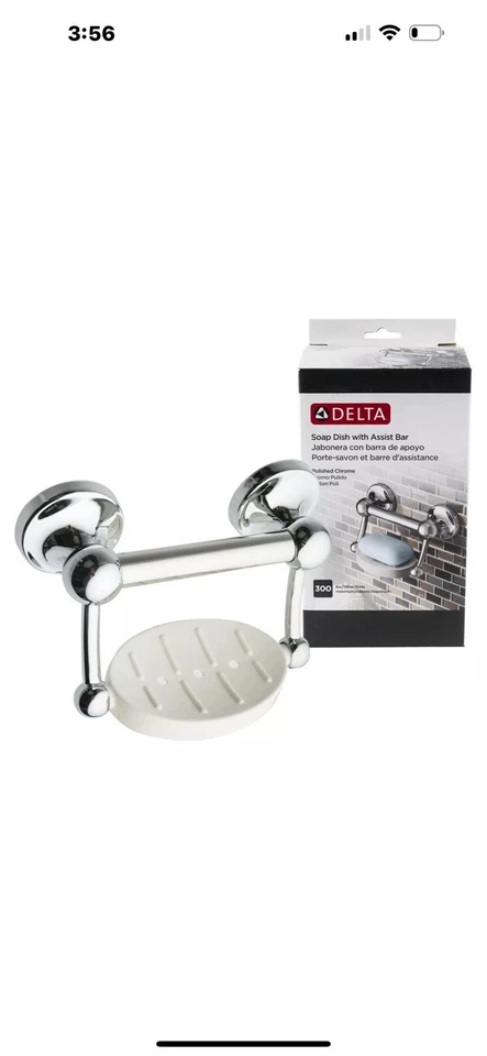 Delta DF701PC Soap Dish With Assist Bar Stainless Steel Polished Chrome