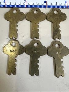 Vintage Long Lock Key, Flat Brass Key N87 - Picture 1 of 4