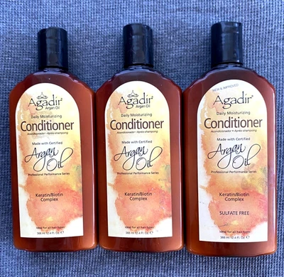 Lote de 3 acondicionadores hidratantes diarios AGADIR 12,4 OZ cada uno queratina Foto 1 de 2