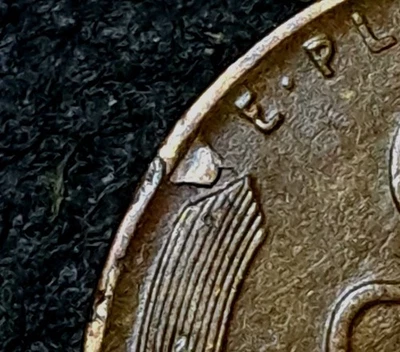 Retained Lamination Peel Rev ~ 1940 P Lincoln Wheat Cent 1C ~ Mint Error Penny - Image 1 of 4
