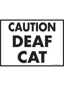 Attenzione Gatto Sordo - Insegna in Alluminio Antiruggine Esterno Gatto Handicap - 12" x 9" - Foto 1 di 2