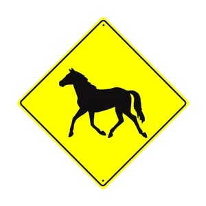 Precaución Caballo Xing Diamante Letrero Cruce Animal Aviso de Carretera Aluminio Letrero de Metal - Imagen 1 de 1