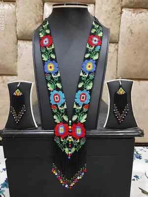 Pendientes Collar Boho Cuentas Hechos a Mano Cuentas Semilla Americano Ucraniano Tradicional Foto 1 de 2
