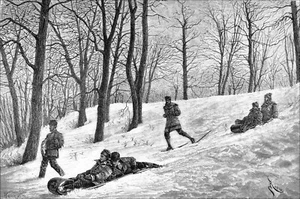 CANADA (QUEBEC) - MONTRÉAL, TRAÎNEAUX et PATINEURS au MONT-ROYAL - Gravure 19e - Imagen 1 de 3
