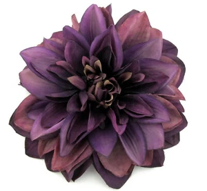 Spilla grande 7" variegata viola piatto dalia seta fiore spilla, cappello, bavero - Foto 1 di 5