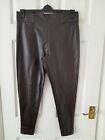 Marks&spencer Collection 🍫 Chocolate Brown Women Faux Leather Leggings Size 14 